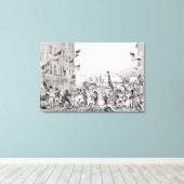 Barricade bij de Rue Dauphine Canvas Afdruk (Insitu (Houten vloer))