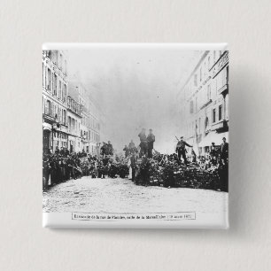 Barricade in de Flandrele Vierkante Button 5,1 Cm