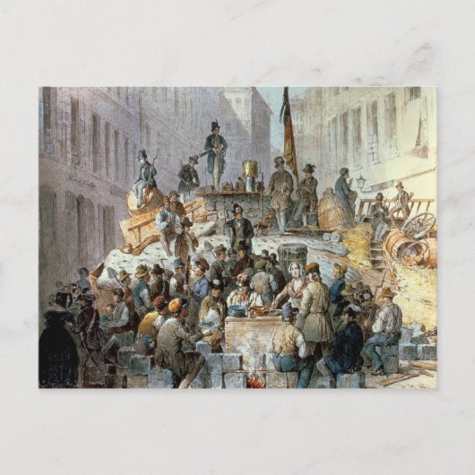 Barricades in Marzstrasse, Wenen, 1848 Briefkaart (Voorkant)