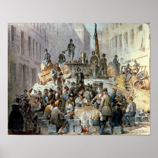 Barricades in Marzstrasse, Wenen, 1848 Poster (Voorkant)