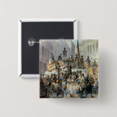 Barricades in Marzstrasse, Wenen, 1848 Vierkante Button 5,1 Cm (Voorkant /achterkant)