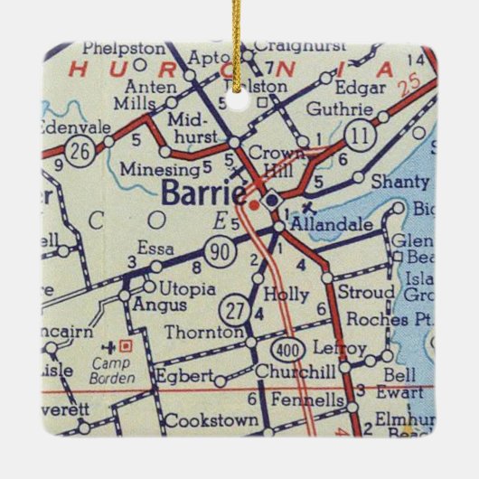 Barrie ON  Map Keramisch Ornament (Achterkant)