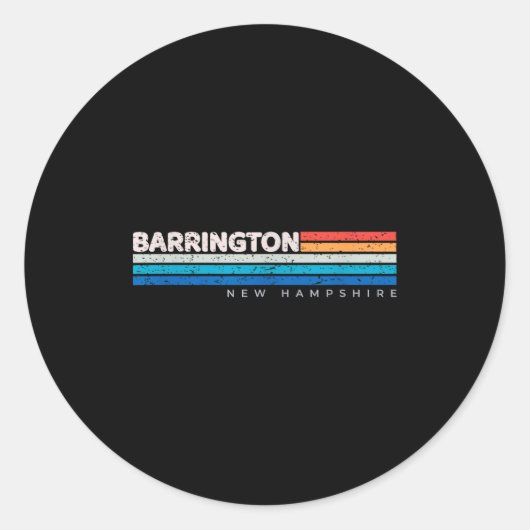 Barrington Nh New Hampshire Retro Design  Ronde Sticker (Voorkant)