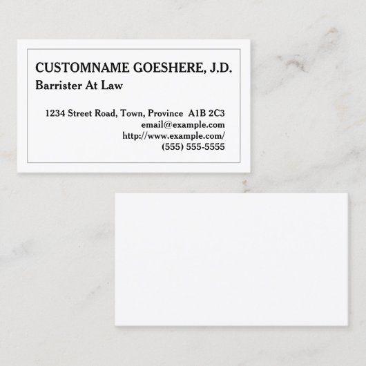 barrister bij het Visitekaartje van de wet (Voorkant / Achterkant)