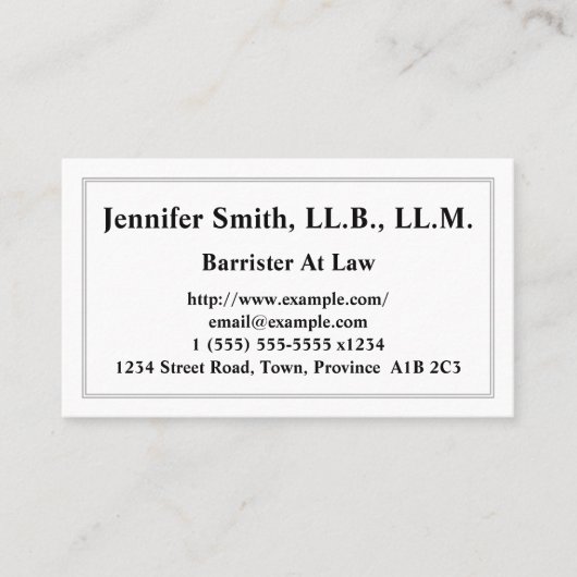 barrister bij het Visitekaartje van de wet (Voorkant)