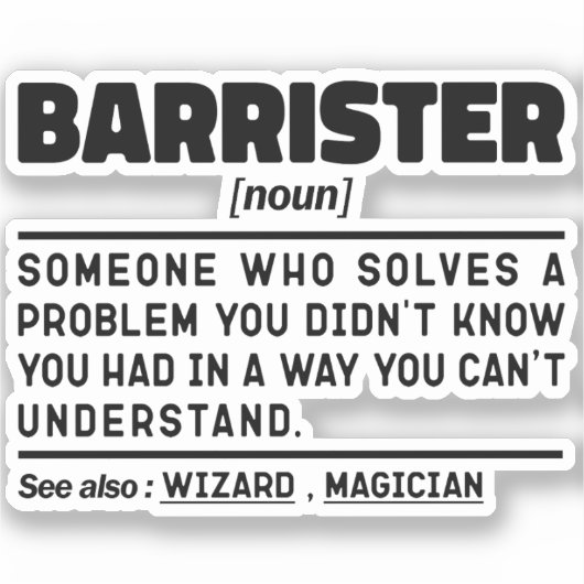 Barrister Noun Definition Specialist Law Student Sticker (Voorkant)