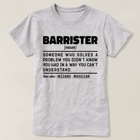Barrister Noun Definition Specialist Law Student T-shirt (Design voorkant)