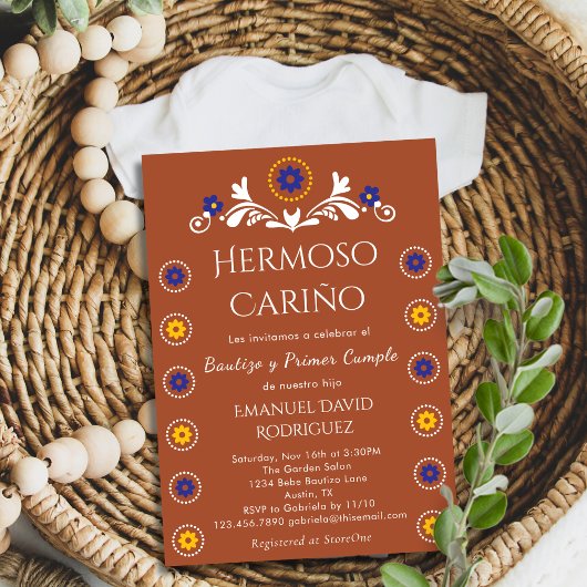 Barro Floral Cielito Lindo Bautizo y Primer Cumple Kaart