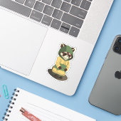 Barron de wasbeer sticker (Laptop met iPhone)