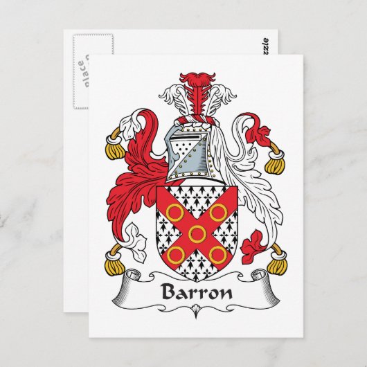 Barron Family Crest Briefkaart (Voorkant / Achterkant)