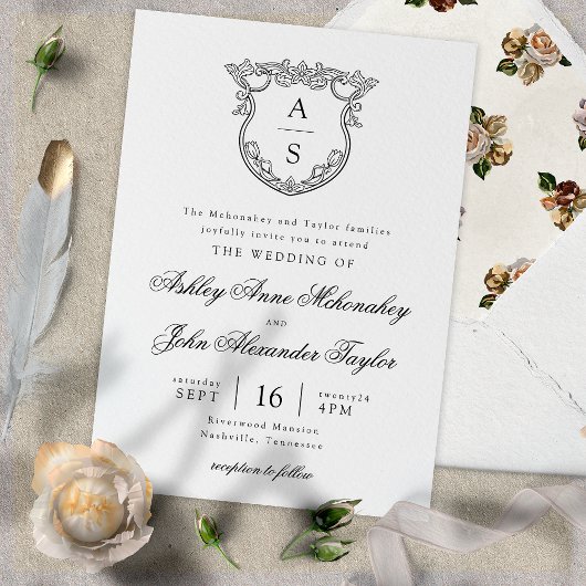 Barroque Crest bruiloft Kaart