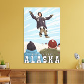Barrow, Alaska Blanket Toss Vintage Travel Canvas Afdruk (Insitu (Woonkamer))