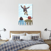 Barrow, Alaska Blanket Toss Vintage Travel Canvas Afdruk (Insitu (Slaapkamer))