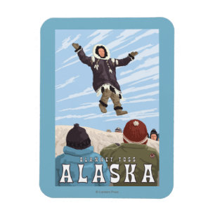 Barrow, Alaska Blanket Toss Vintage Travel Magneet