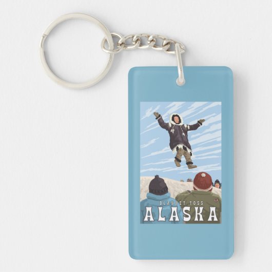 Barrow, Alaska Blanket Toss Vintage Travel Sleutelhanger (Voorkant)