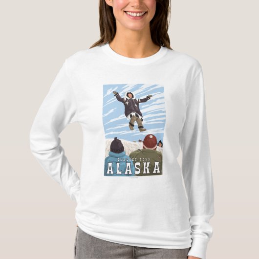 Barrow, Alaska Blanket Toss Vintage Travel T-shirt (Voorkant)