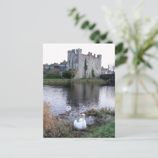 Barrow River Swan, White's Castle Athy Co. Kildare Briefkaart (Staand voorkant)
