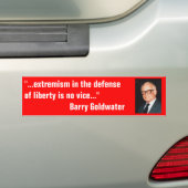 Barry_Goldwater over extremisme ter verdediging va Bumpersticker (Op auto)