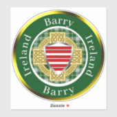 Barry Irish Shield & Celtic Cross gepersonaliseerd Sticker (Vel)