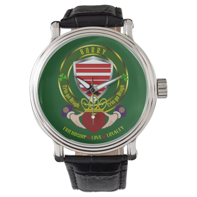 Barry Irish Shield & Claddagh Horloge (Voorkant)