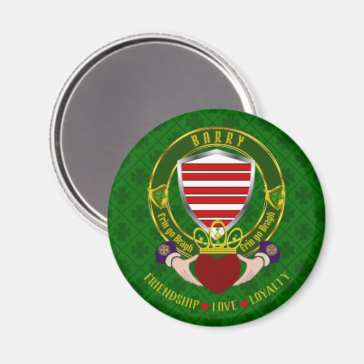 Barry Irish Shield & Claddagh Magneet (Voorkant / Achterkant)