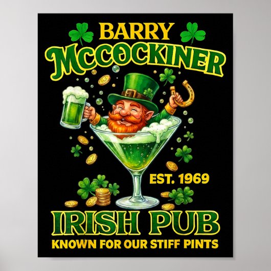 Barry mccockiner mcconconner Ierse pub grappige he Poster (Voorkant)
