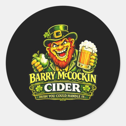 Barry McCockiner McConconner Ierse Pub Grappige He Ronde Sticker (Voorkant)
