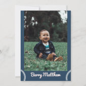 BARRY Rookie of the Year Baseball 1st Birthday Inv Kaart (Achterkant)