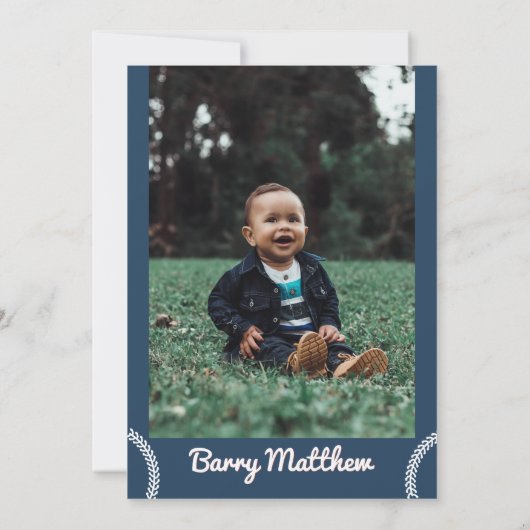 BARRY Rookie of the Year Baseball 1st Birthday Inv Kaart (Achterkant)