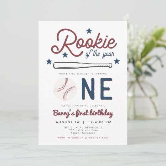 BARRY Rookie van het Jaar Honkbal 1e Verjaardag Kaart (Staand voorkant)