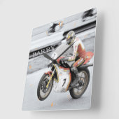 Barry Sheene 2, de handgetinte versie Vierkante Klok (Hoek)