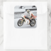 Barry Sheene 2, de handgetinte versie Vierkante Sticker (Tas)
