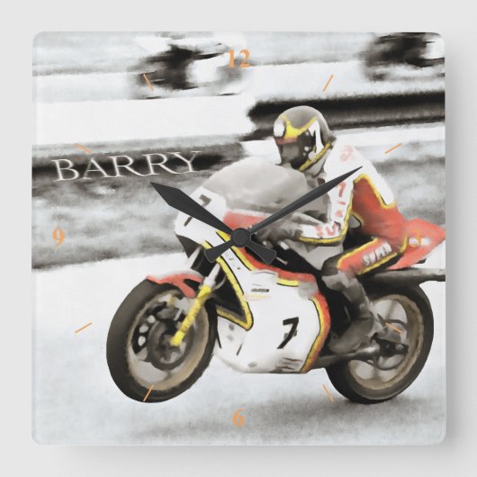 Barry Sheene Vierkante Klok (Voorkant)