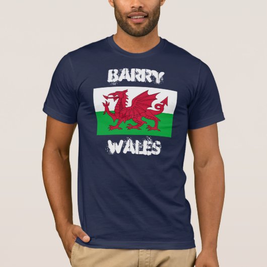 Barry, Wales met Welsh vlag T-shirt (Voorkant)