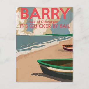 Barry, Wales Vintage locomotief Reisposter Briefkaart