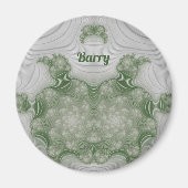 BARRY ~ Wit en Groen ~ Prachtige ontwerpmagneet Magneet (Voorkant)