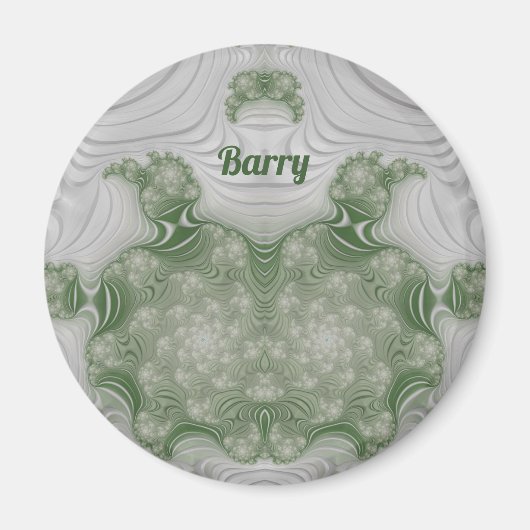 BARRY ~ Wit en Groen ~ Prachtige ontwerpmagneet Magneet (Voorkant)