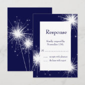 Barst van Sparkles RSVP (blauw) Kaartje (Voorkant / Achterkant)