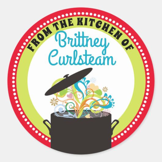 Barstende aroma's gepersonaliseerd uit de keuken v ronde sticker (Voorkant)