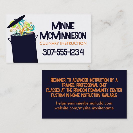 Barstende aroma's kookpot chef-visitekaartjes visitekaartje (Voorkant / Achterkant)
