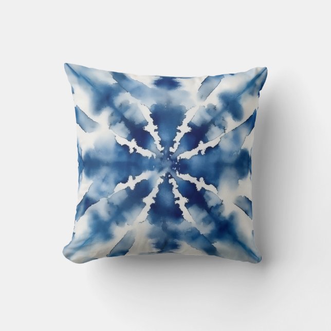 barstpatroon met blauwe Waterverf Kussen (Voorkant)