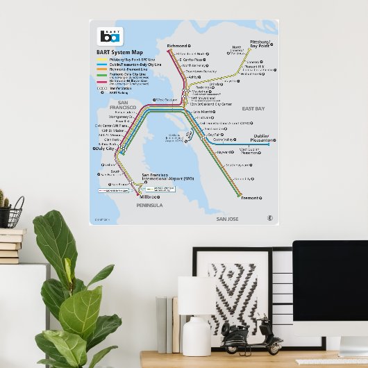 Bart Train Map Poster (Thuiskantoor)