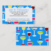 Bartender / Alcoholic Drink Thema - Blue Visitekaartje (Voorkant / Achterkant)