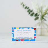 Bartender / Alcoholic Drink Thema - Blue Visitekaartje (Staand voorkant)