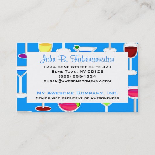 Bartender / Alcoholic Drink Thema - Blue Visitekaartje (Voorkant)
