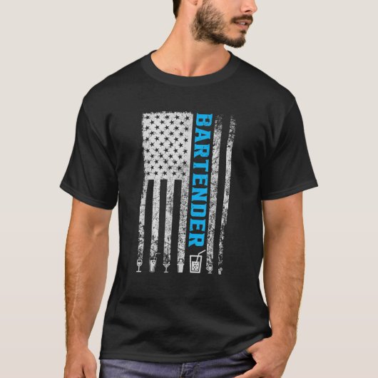 Bartender American Flag 4 juli  Funny T-shirt (Voorkant)