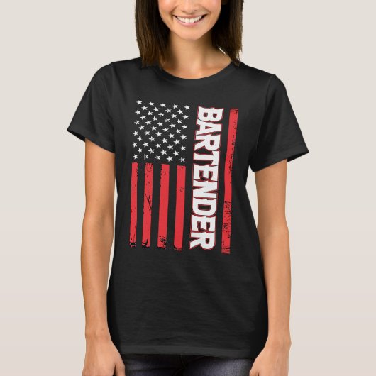 Bartender American Flag Bartending T-shirt (Voorkant)