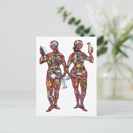 Bartender Anatomy (mannelijk en vrouw) Briefkaart (Staand voorkant)