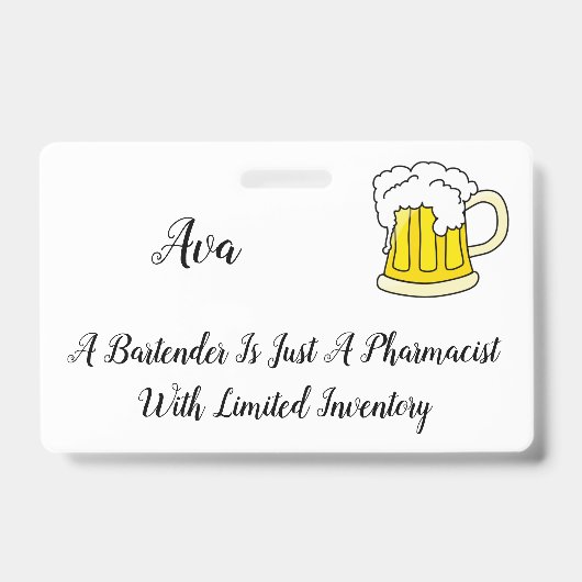 Bartender Apotheker Humor Grap Badge (Voorzijde)