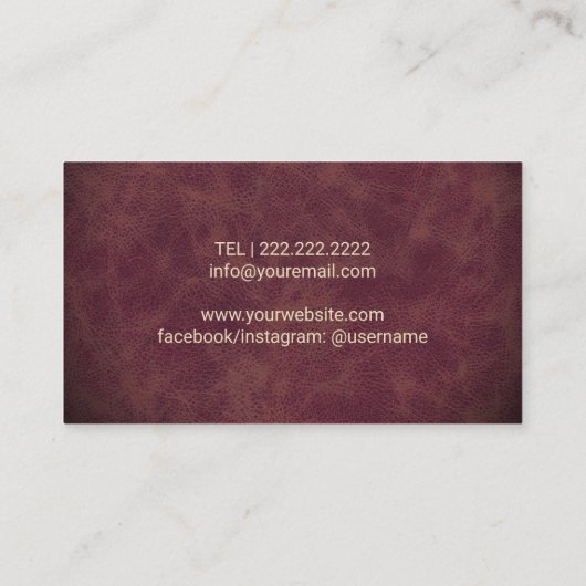 Bartender Bar Club Elegant Leather Sommelier Visitekaartje (Achterkant)